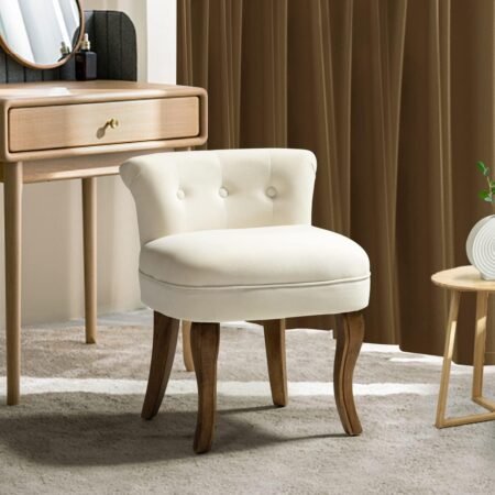 Low-back velvet vanity stool