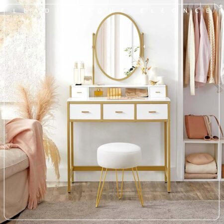 White vanity stool