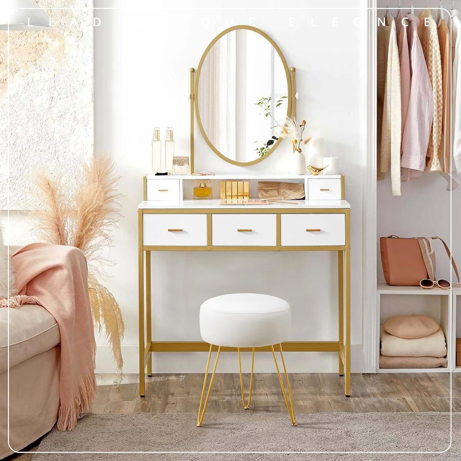 White vanity stool