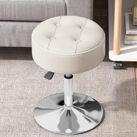 Adjustable white vanity stool